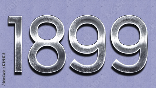 3D Chrome number design of 1899 on purple wall.