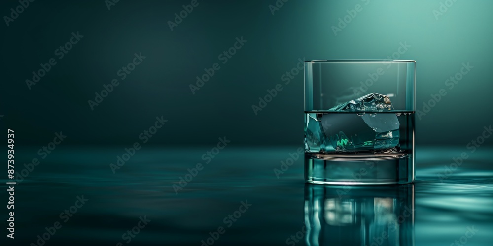 Minimalistic background featuring a glass of water with ice cubes on a sleek, dark surface
Minimalistic background featuring a glass of water with ice cubes on a sleek, dark surface