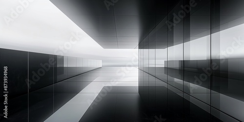 High-resolution 4K background with minimalist architecture and reflective glass surfaces
