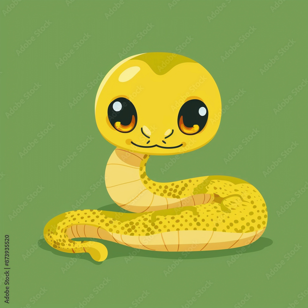 Fototapeta premium かわいい蛇のアイコンイラスト Generative AI