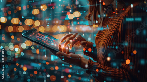 AI-driven underwriting process on a tablet, optimizing risk management in insurance