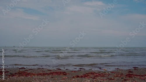 Scenic relaxing seashore. Rocky seaside. photo