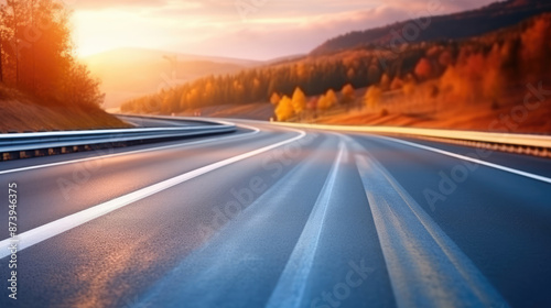 Asphalt road with motion blur effect. Landscape with highway., generative ai