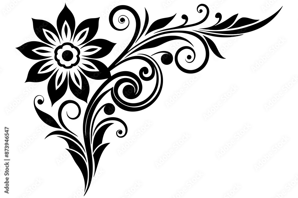 Floral Corner Design Isolated on white background Floral Corner Design Isolated on white background