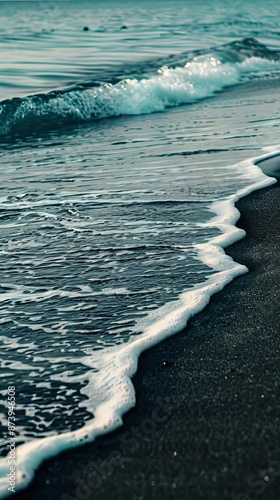 Gentle Lap of the Sea against the Ebony Sands photo