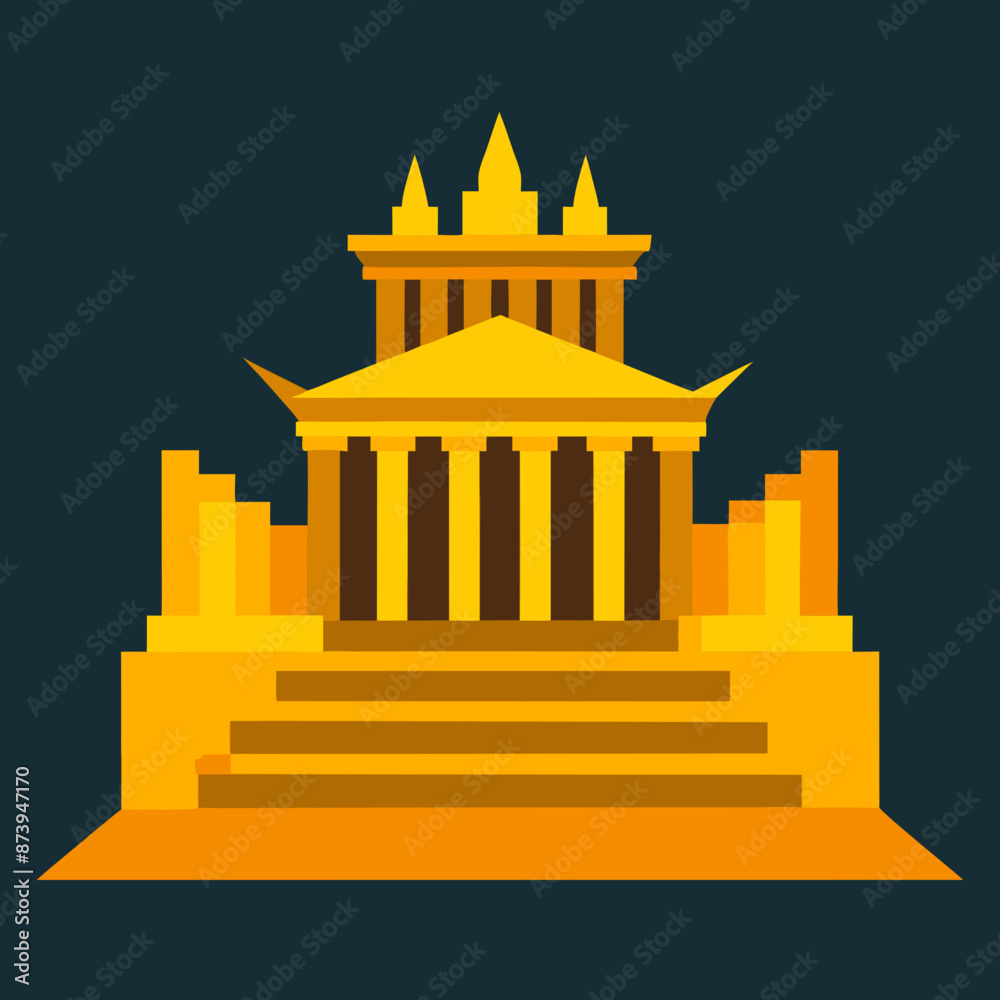 Obraz premium The Golden Palace of King Midas in Greek mythology vector illustration