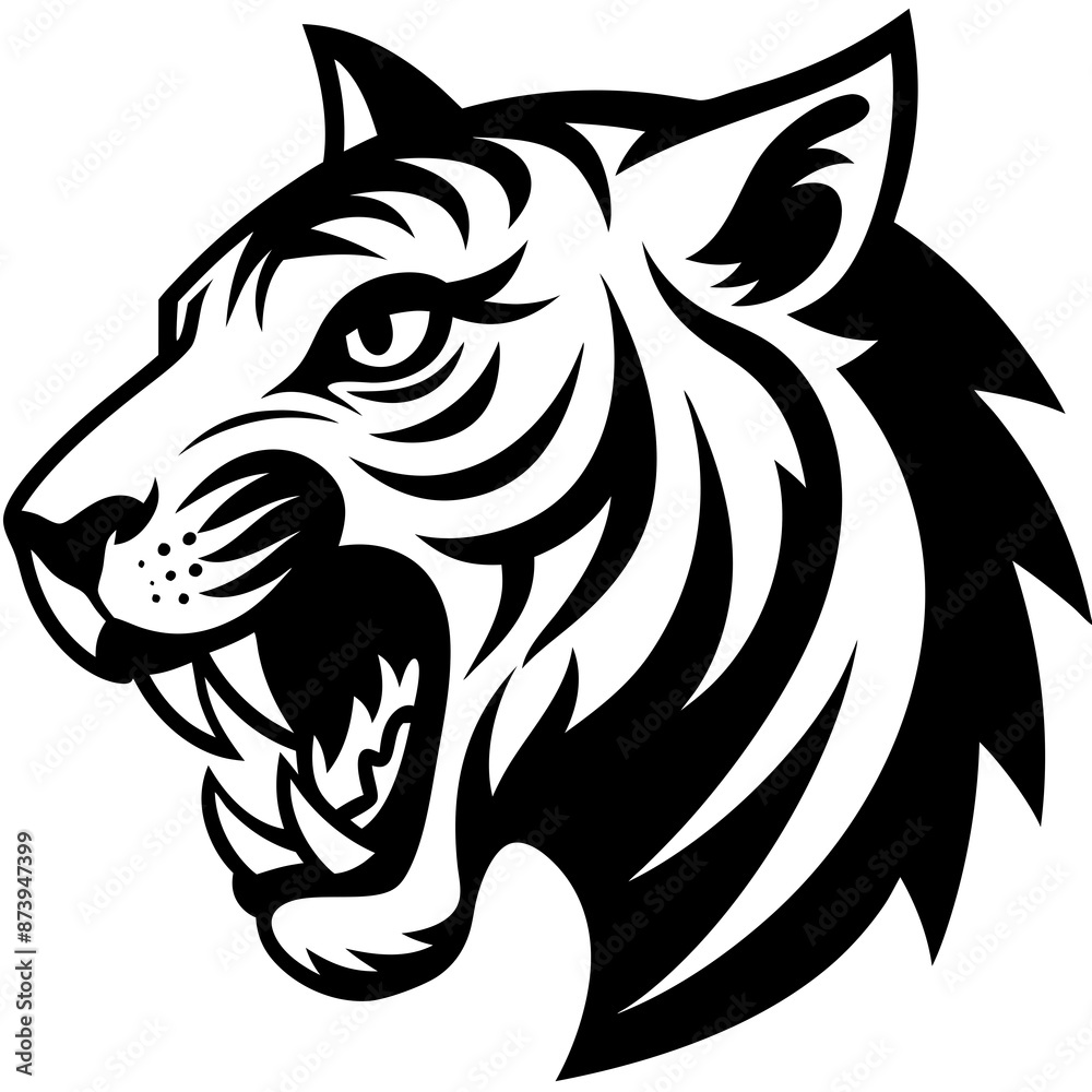 crazy tiger head side view icon vector silhouette crazy tiger head side view icon vector silhouette