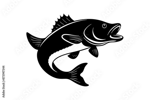 bass fish silhouette vector illustration on white background