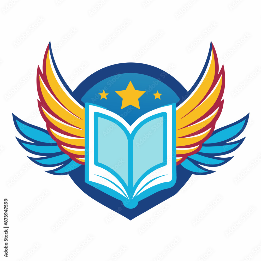 Fototapeta premium A child logo consisting of a book page with wings vector silhouette