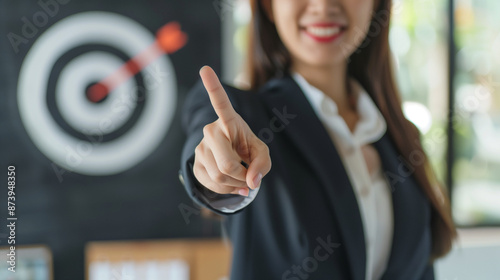 businesswoman pointing fing...