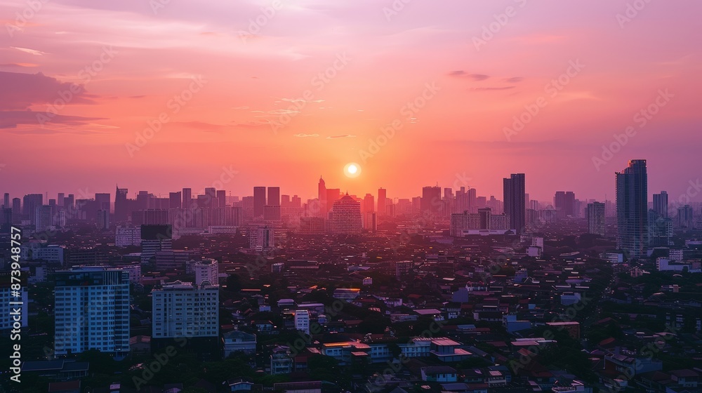 Fototapeta premium Glowing Cityscape: Real Estate Website Background