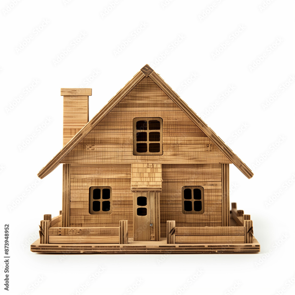 house made from wood, isolated on white background