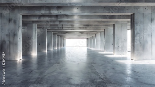Abstract futuristic architecture with empty concrete floor
