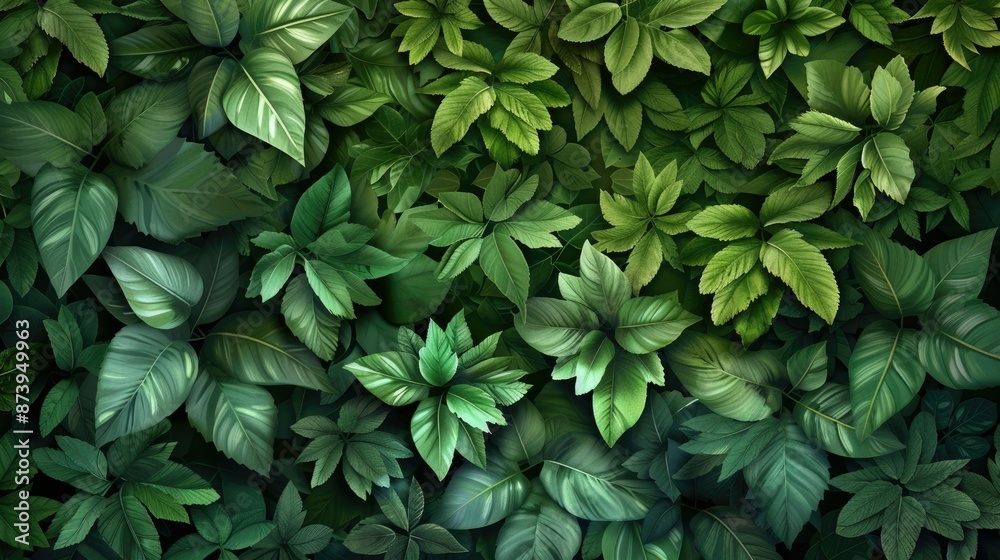 Fototapeta premium Lush emerald green foliage vector, ideal for creating vibrant forest backgrounds