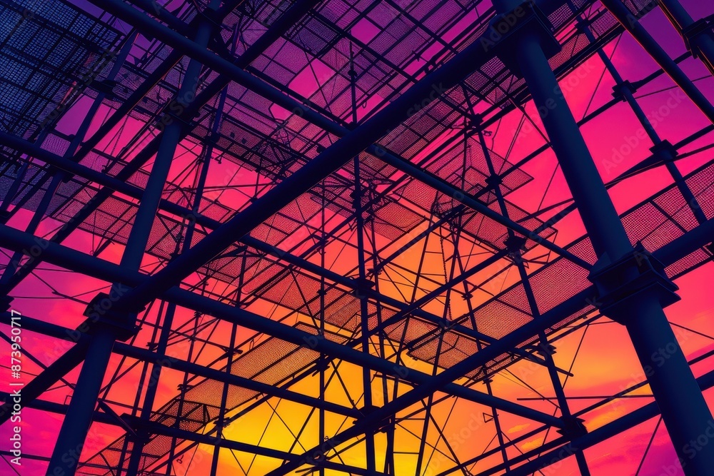 Fototapeta premium A colorful building with scaffolding on it