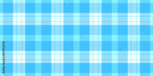 Household seamless fabric texture, checkered check pattern tartan. Other background textile plaid vector in cyan and azure colors.