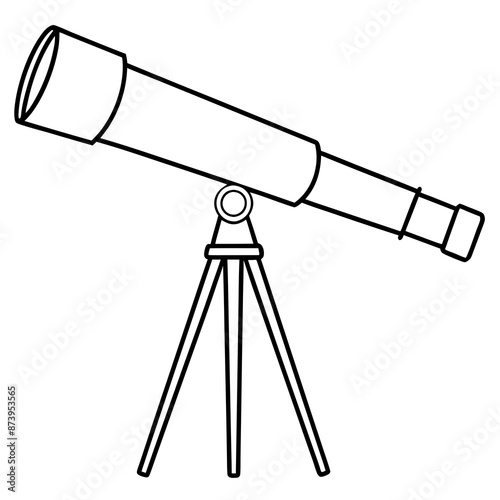 Telescope line art vector illustration design Isolated Coloring Page for Kids.