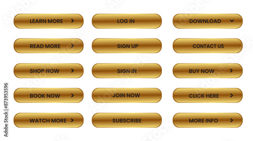 Web Buttons set. shining gold. Vector EPS 10