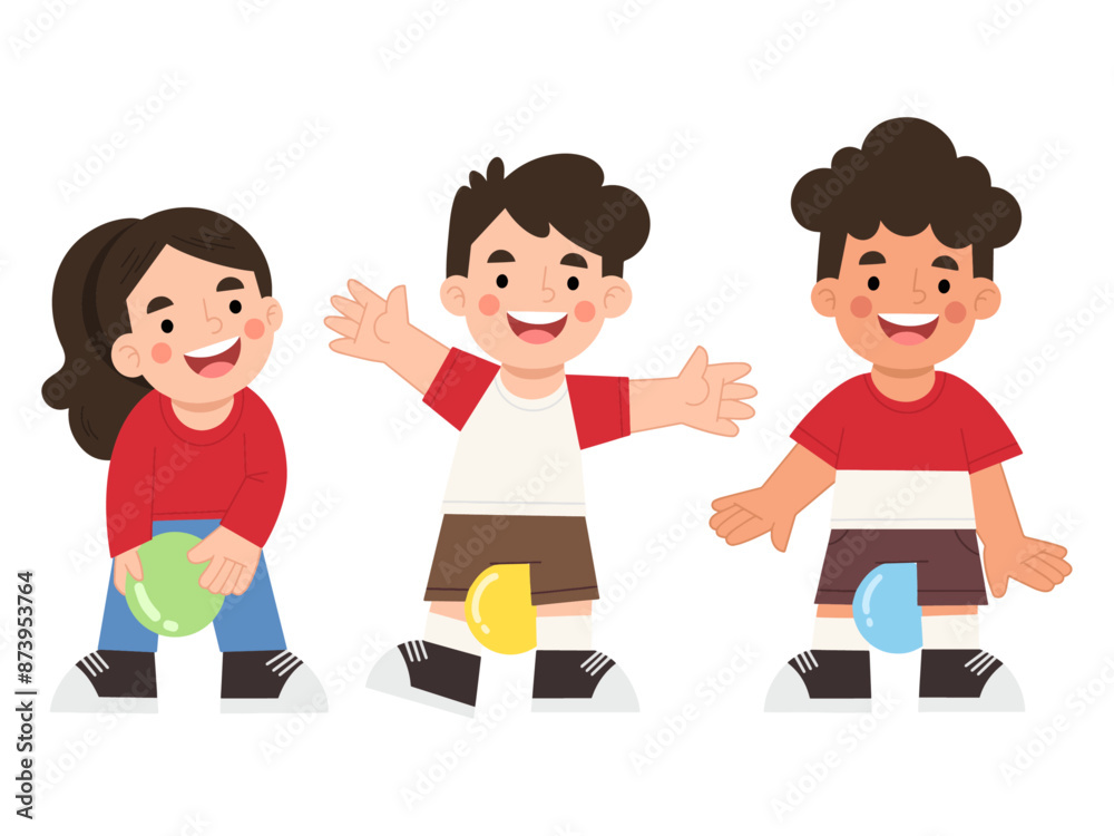 Happy children playing games vector illustration Happy children playing games vector illustration