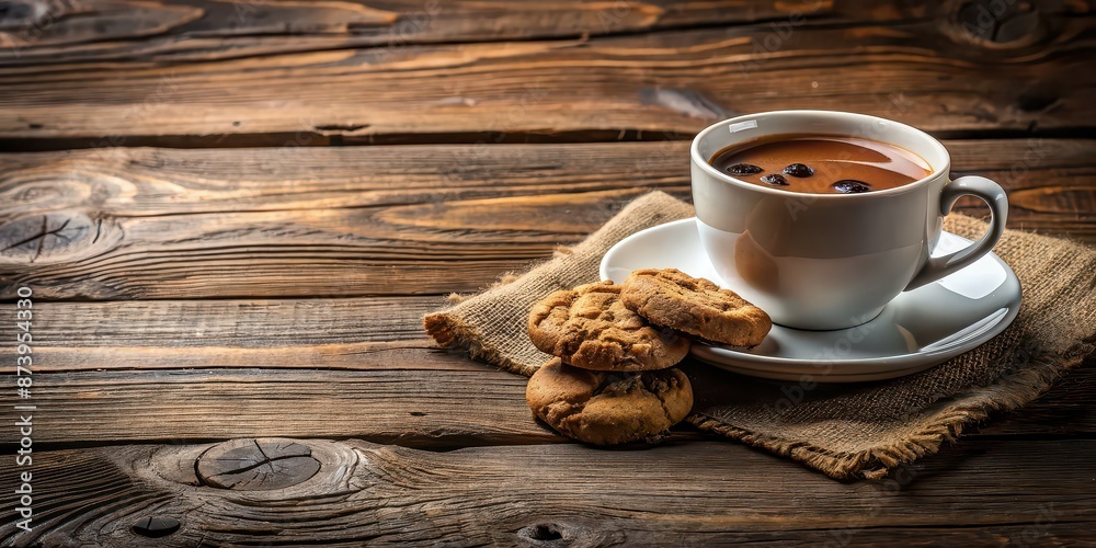 Coffee cup and cookies on a rustic wooden table, coffee, cup, cookies, snack, breakfast, food, caffeine, morning, drink Coffee cup and cookies on a rustic wooden table, coffee, cup, cookies, snack, breakfast, food, caffeine, morning, drink