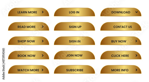 Web Buttons set. shining gold. Vector EPS 10