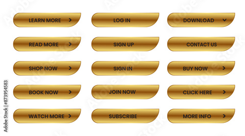 Web Buttons set. shining gold. Vector EPS 10