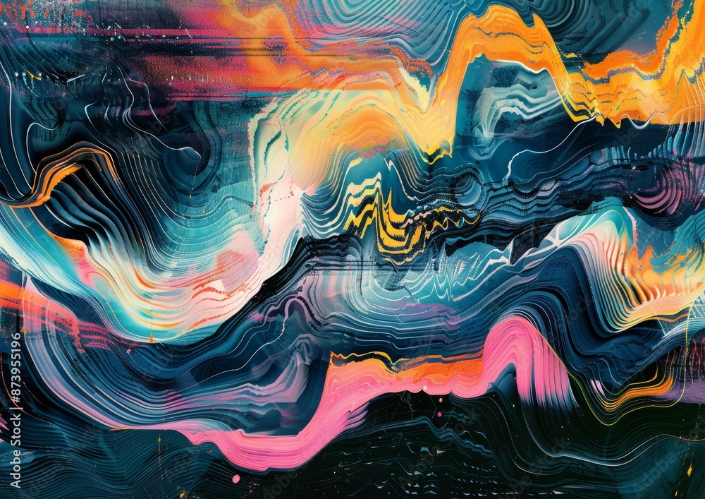 Background with blue, mint, and pink blur and digital glitch effect. Fashionable retro futurism, webpunk, rave 80s 90s cyberpunk aesthetic techno neon colors. Background with blue, mint, and pink blur and digital glitch effect. Fashionable retro futurism, webpunk, rave 80s 90s cyberpunk aesthetic techno neon colors.