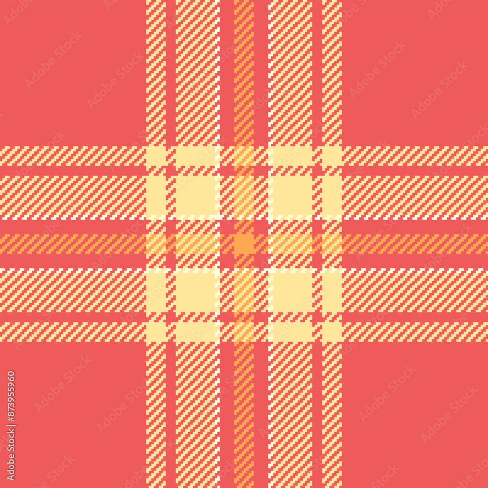 Model texture seamless plaid, native tartan check pattern. Apparel textile fabric background vector in red and yellow colors. Model texture seamless plaid, native tartan check pattern. Apparel textile fabric background vector in red and yellow colors.