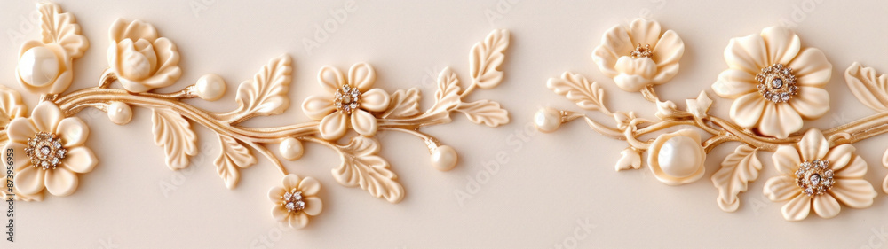 Gold 3D Floral Seamless Pattern, Baroque Embossed Background Gold 3D Floral Seamless Pattern, Baroque Embossed Background