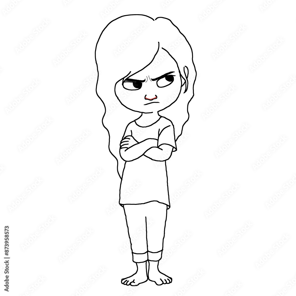The character with arms crossed frowning annoyed The character with arms crossed frowning annoyed