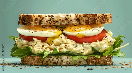  a delicious egg salad sandwich, centered with sharp detail and ample copy space