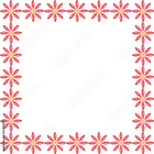 Wallpaper Mural square frame made of red with yellow flowers over white Torontodigital.ca