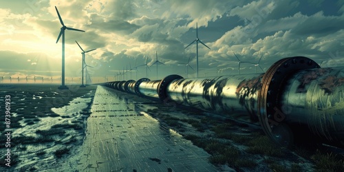 Industrial Pipeline in Grungy Environment