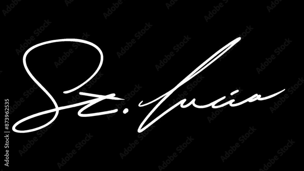 St. Lucia country name handwritten animated. Transparent background, alpha channel. Suitable for use as video material.