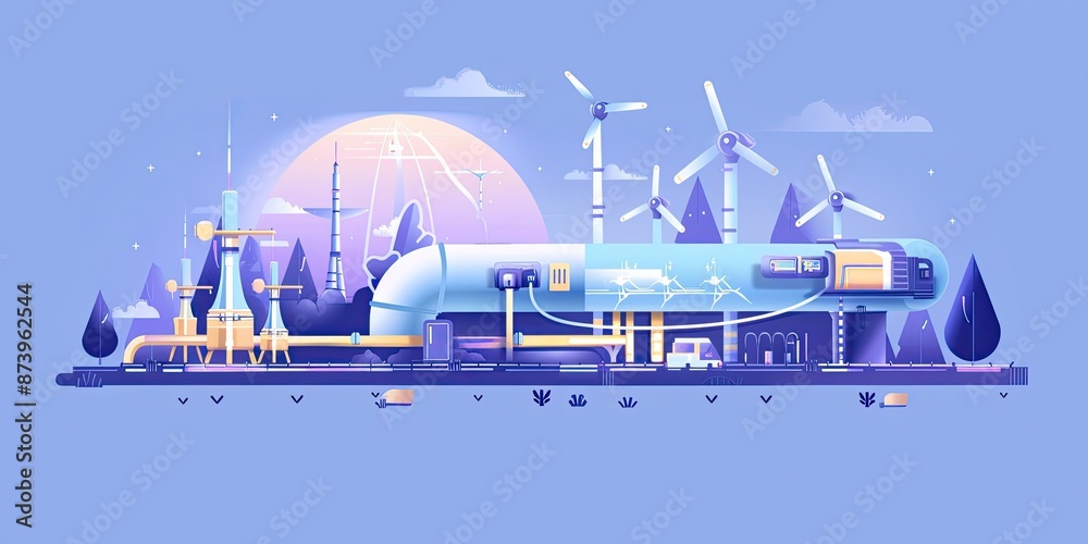Fototapeta premium High-tech Pipeline with Wind Turbines