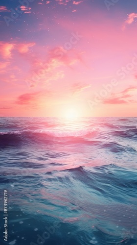 Pink ocean sunset landscape outdoors horizon.