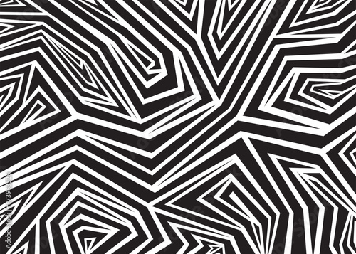 Abstract geometric lines pattern. Black and white vector pattern background.