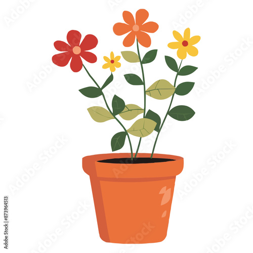 a Plant pot flower vector isolated on white solid background