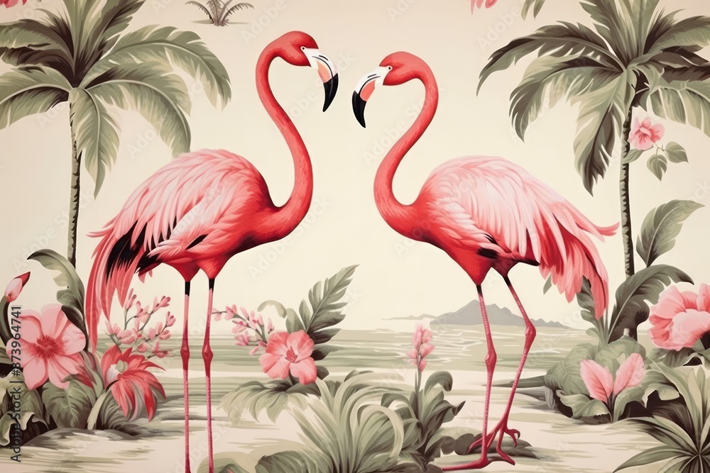 Fototapeta premium Hawaiian Flamingo flamingo pattern animal.