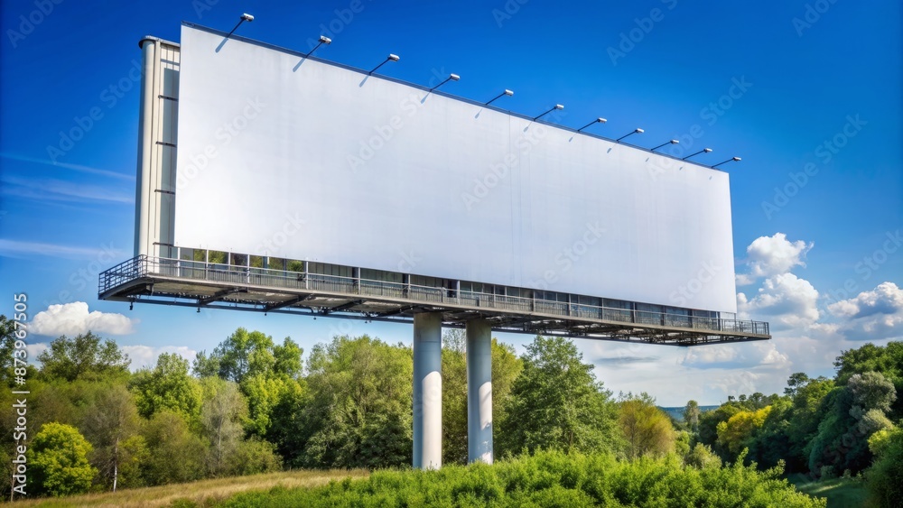 Obraz premium Large blank white commercial billboard with ample copy space area waiting for custom advertising graphic or text design insertion.