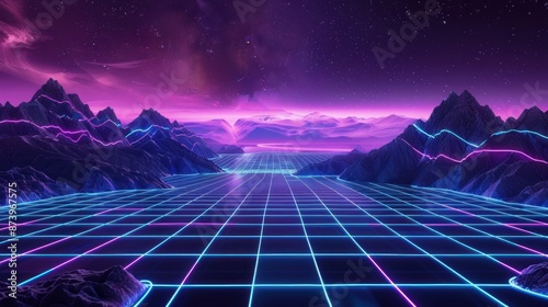 Neon Grid Landscape