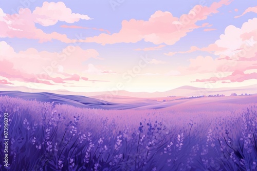 Lavender flower field landscape sky outdoors.