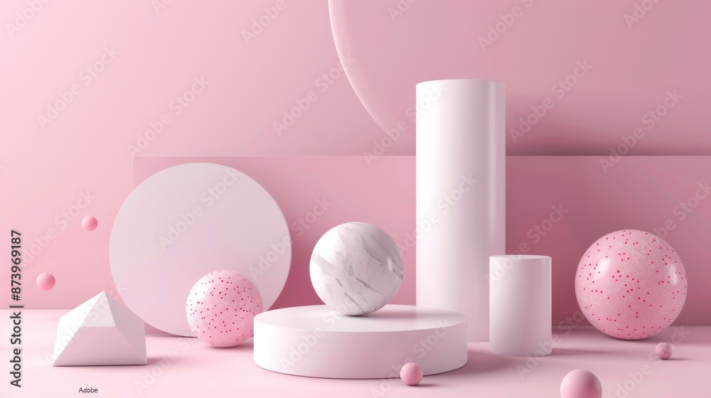 Abstract Pink and White 3D Composition Abstract Pink and White 3D Composition