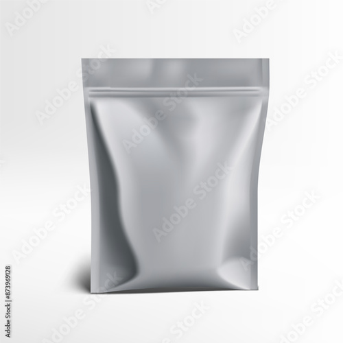 Realistic Blank Glossy Package Sachet Pouch Pack