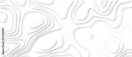 Abstract geometric layered curve line white background. 3d render, paper cut vector art background banner texture. multi layer cutout geometric patterns with smooth wavy layer. white background.