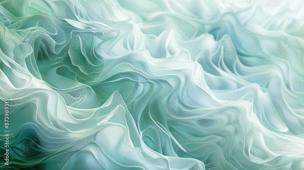 Obraz premium Complex light blue green abstract pattern resembling ripples or flowers on a white backdrop