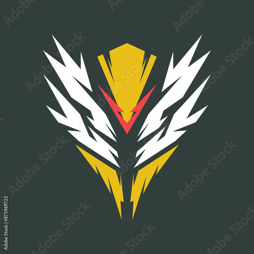 shape logo like mecha robotic cyber face clip art emblem badge esport games club editable
