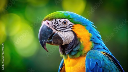 Colorful parrot with a blue and yellow beak, parrot, colorful, bird, feathers, blue, yellow, beak, tropical, exotic