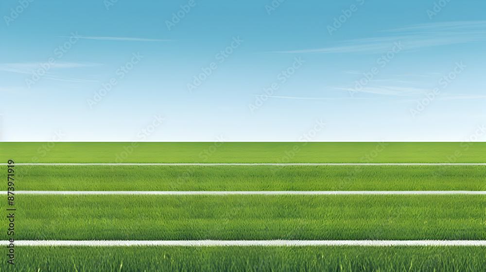 Obraz premium Lush Green Grass Field with Crisp White Line for Sports Field