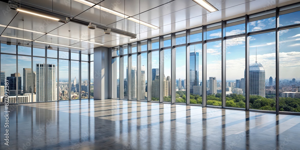 A modern office building with large windows overlooking the cityscape, architecture, skyscraper, urban, glass facade A modern office building with large windows overlooking the cityscape, architecture, skyscraper, urban, glass facade